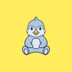 Cute bird is sitting. Animal cartoon concept isolated. Can used for t-shirt, greeting card, invitation card or mascot. Flat Cartoon Style