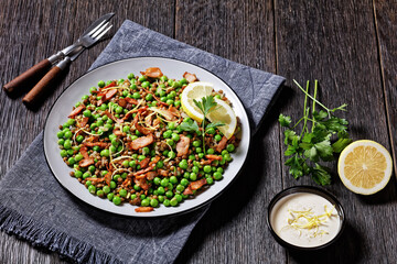Lebanese warm lentil and peas salad on a plate