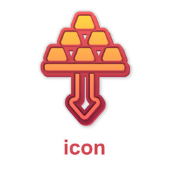 Gold Gold bars icon isolated on white background. Falling of precious metals. Banking business concept. Vector