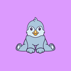 Cute bird is sitting. Animal cartoon concept isolated. Can used for t-shirt, greeting card, invitation card or mascot. Flat Cartoon Style