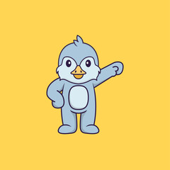 Cute bird hero. Animal cartoon concept isolated. Can used for t-shirt, greeting card, invitation card or mascot. Flat Cartoon Style