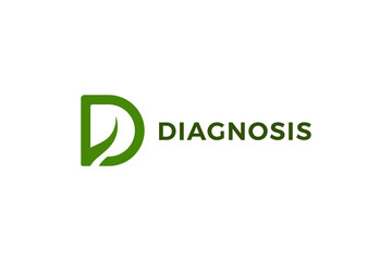 Letter D green color leafy diagnosis business logo