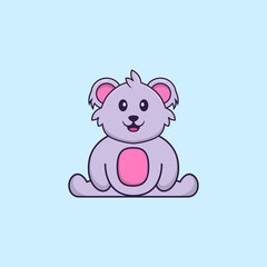 Cute koala is sitting. Animal cartoon concept isolated. Can used for t-shirt, greeting card, invitation card or mascot. Flat Cartoon Style