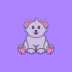Cute koala is sitting. Animal cartoon concept isolated. Can used for t-shirt, greeting card, invitation card or mascot. Flat Cartoon Style