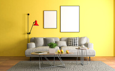 Modern living room with Frame Mockup