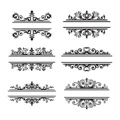 split flourish monogram bundle vector illustration design