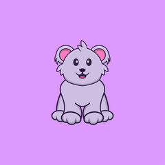 Cute koala is sitting. Animal cartoon concept isolated. Can used for t-shirt, greeting card, invitation card or mascot. Flat Cartoon Style