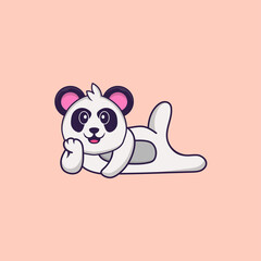 Cute Panda lying down. Animal cartoon concept isolated. Can used for t-shirt, greeting card, invitation card or mascot. Flat Cartoon Style