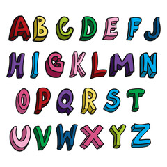 Doodle hand drawn vector cute isolated font
