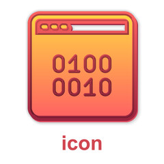 Gold Binary code icon isolated on white background. Vector