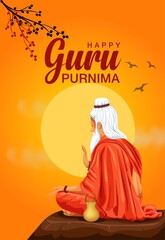 Creative vector Illustration for the Day Of Honoring Celebration Guru Purnima. - obrazy, fototapety, plakaty