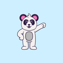 Cute Panda hero. Animal cartoon concept isolated. Can used for t-shirt, greeting card, invitation card or mascot. Flat Cartoon Style