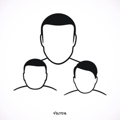 Father with two son together, vector illustrations isolated on white background. 