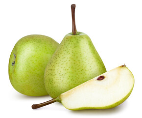 Green pear isolated on white background