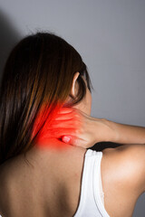 Female suffered from neck pain.