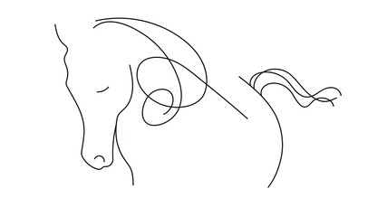 3d illustration - contour drawing horse   on white background © vitanovski