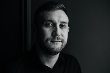 Black and white portrait of a man