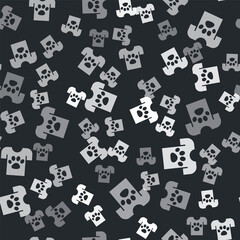 Grey Animal volunteer icon isolated seamless pattern on black background. Animal care concept. Vector