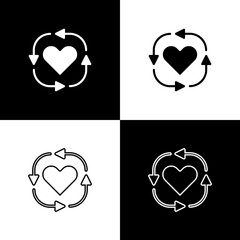 Set Volunteer icon isolated on black and white background. Vector