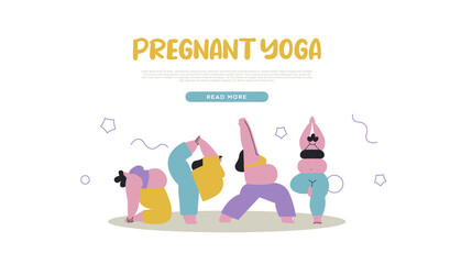 Pregnant mother yoga class group web template