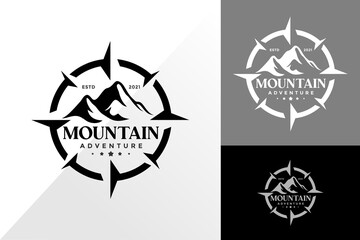 Mountain Compass Logo Design, Brand Identity Logos Designs Vector Illustration Template