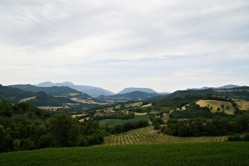 Fototapeta na wymiar Panorama lungo il sentiero 441 alla gola del Furlo nelle Marche