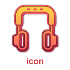 Gold Headphones icon isolated on white background. Earphones. Concept for listening to music, service, communication and operator. Vector