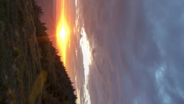 Beautiful sunrise in the Ukrainian carpathians in summer, timelapse