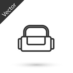 Grey line Sport bag icon isolated on white background. Vector