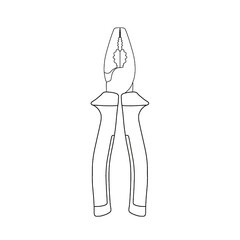 A set of hand tools. Pliers, pliers, and a side cutter. Flat line style design. An illustration isolated on a white background. Tools - pliers, pliers, side cutters.