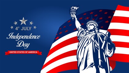 statue of liberty with flag vector illustration