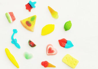 Texture of delicious colorful jelly candies
