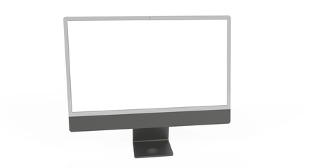 Computer display mock up with blank white screen. Stylish desktop computer mockup.
