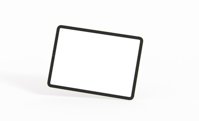 3D tablet with empty screen isolated digital white