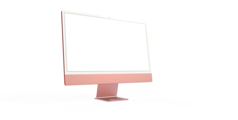Fototapeta premium Realistic 3D Computer red, with a white screen, isolated on a background