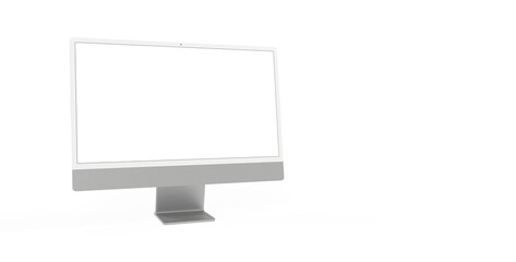 Computer display with blank white screen 3d grey