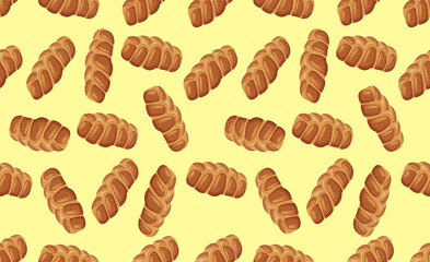 Seamless pattern of sketched Challah bread. Useable for wallpaper or any sized decoration.