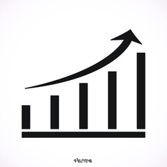Black growing graph icon.