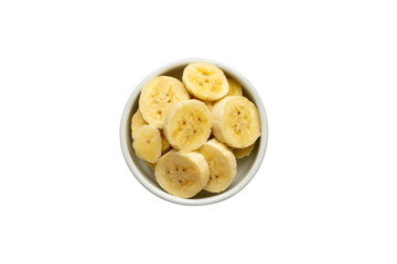 White bowl with sliced ​​bananas.