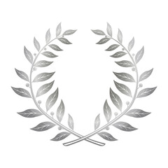 Silver laurel wreath of the winner with berries, isolated image on a white background. Vector graphics
