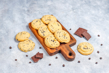 Homemade tasty chocolate chip cookies.