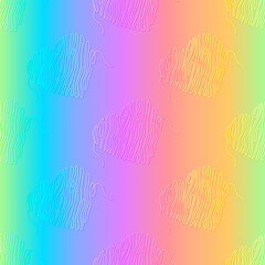 Abstract rainbow pattern with one line hearts