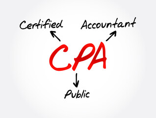 CPA - Certified Public Accountant acronym, business concept background