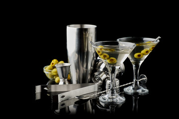 Martini vermouth drink isolated on black background