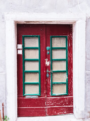 Vintage old door. Travel concept wallpaper. Piran. Slovenia