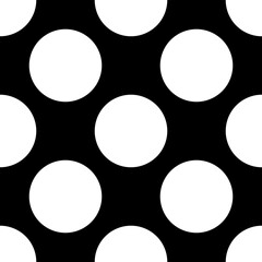 Polka dots seamless pattern. Large white dots on a black background. © Tatiana Farber