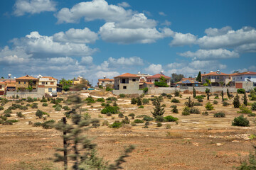 Fototapeta na wymiar Typical Cypriot landscape wit village close to Larnaca, Cyprus.