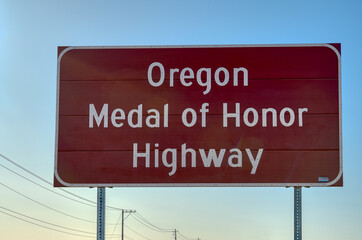 Road sign on a rural Oregon highway 