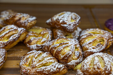 Close up view of bakery isolated. Food and health concept.