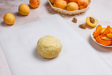 Delicious homemade galette with ripe apricots.